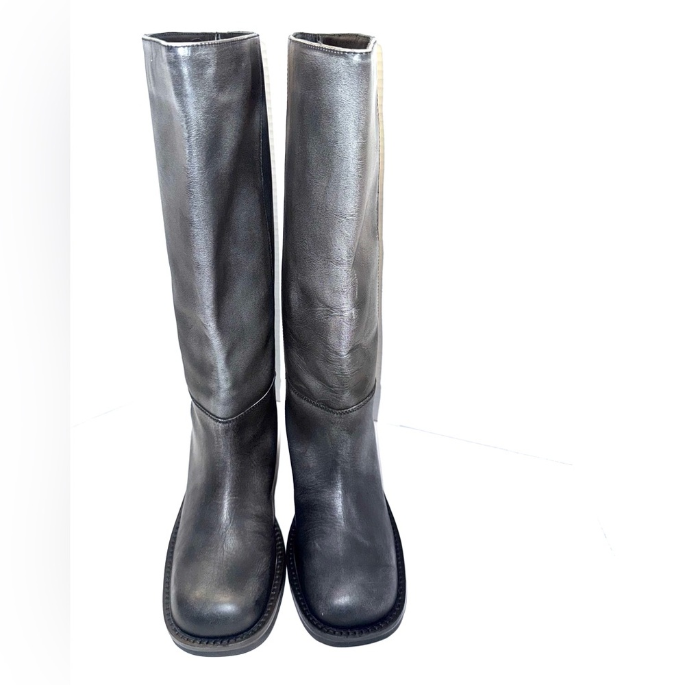 Free People Dana Black Distressed knee Boots 6 - Picture 3 of 8